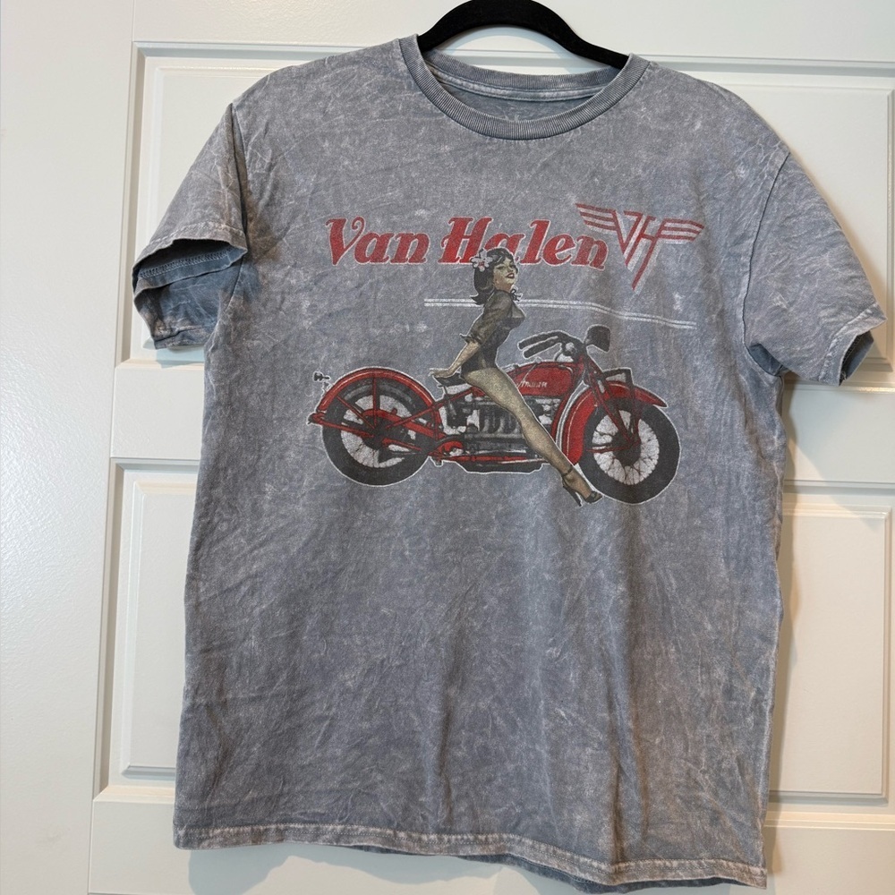 Van Halen Shirt Biker Mens Hard Rock Concert Pin Up Tee Eddie Van Halen - Picture 2 of 6